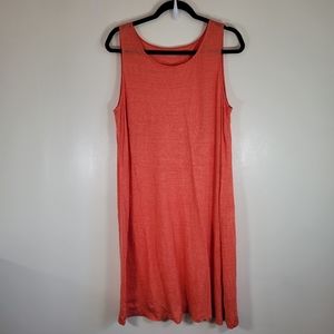 Eileen Fisher Firefly Orange Striped Linen Tank Dress Large? See Measurements